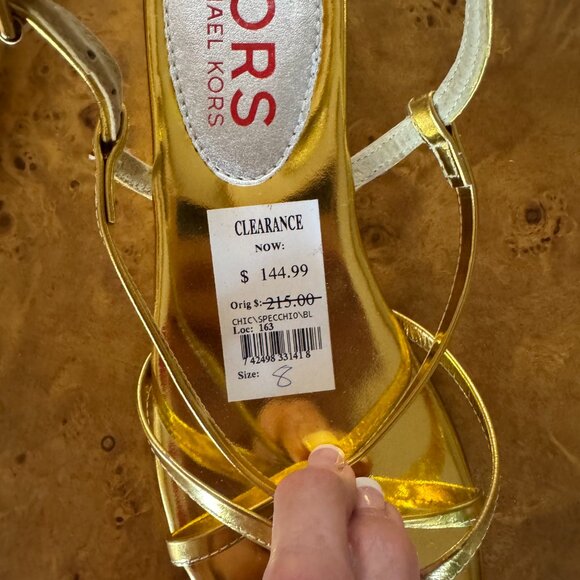 NEW with Tags $215 Michael Kors Gold Metallic Sandals sz 8 - Picture 3 of 4